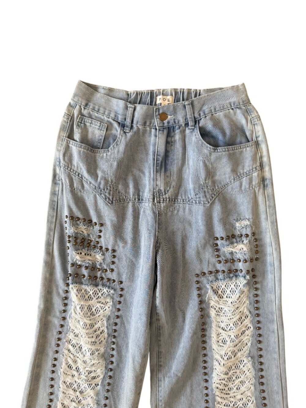 POL Denim Lace Wide Leg Jeans Size Small Womens - Picture 5 of 7